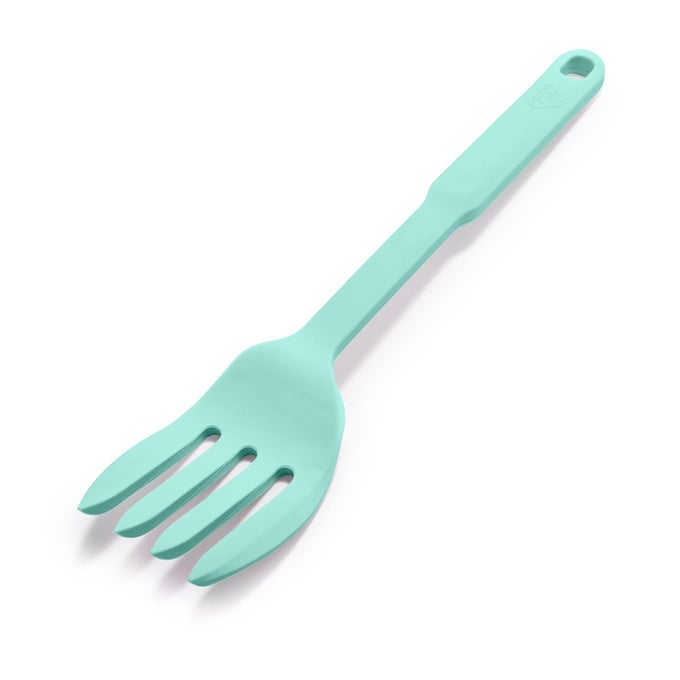 COOKING TOOLS AND UTENSILS 10IN1 SILICONE FORK TO STIR MIX MASH AND SCRAPE HEAT AND STAIN RESISTANT DISHWASHER SAFE TURQUOISE