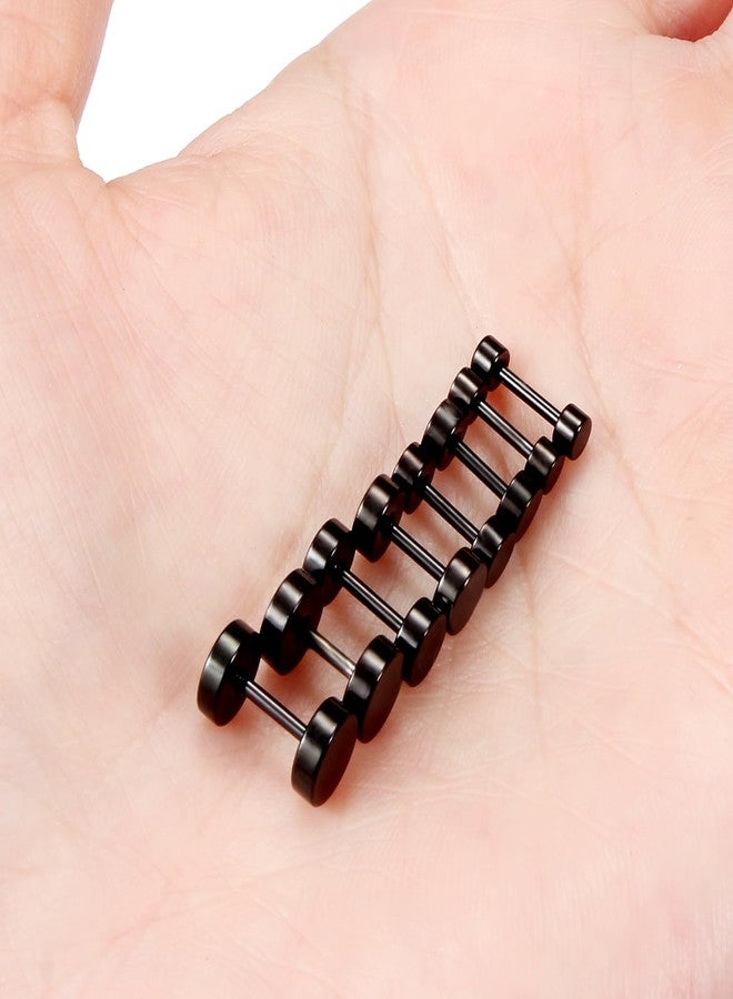 Cisyozi 18G Black Stud Earrings Men for Women Faux Gauges Ear Tunnel Stainless Steel Earrings 3mm 4mm 5mm 6mm, 6 mm, Metal, n / a - Image 3