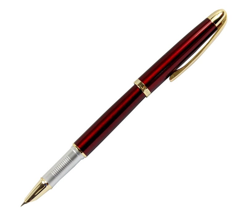 Gullor Executive Fountain Pen Jinhao 606 with Golden Clip Fine Nib - Red - Image 1