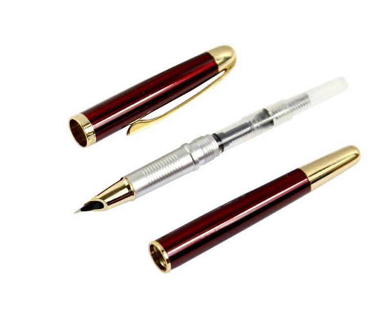 Gullor Executive Fountain Pen Jinhao 606 with Golden Clip Fine Nib - Red - Image 3