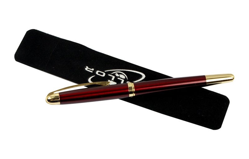 Gullor Executive Fountain Pen Jinhao 606 with Golden Clip Fine Nib - Red - Image 5