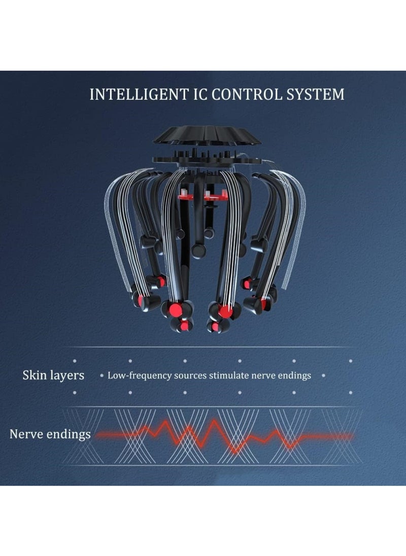Ru syanl Octopus Head Massager Automatic Scalp Massager with 15 Vibrating Contacts 5 Modes and Bluetooth Music Wireless Head Massage Tool for Headache Relieving Stress  - Image 3