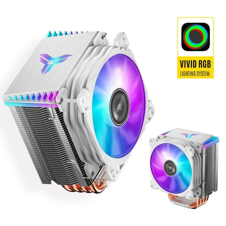 إكسفور مبرد هواء CR1400 RGB لوحدة المعالجة المركزية، 4 أنابيب حرارية، مروحة CPU RGB 126 مم، مراوح PWM قابلة للإزالة 92 مم، انحناء الزعانف، مبرد CPU 4-pin RGB، إضاءة RGB لـ AMD Ryzen/Intel LGA 1700 115X (أبيض) - Image 4