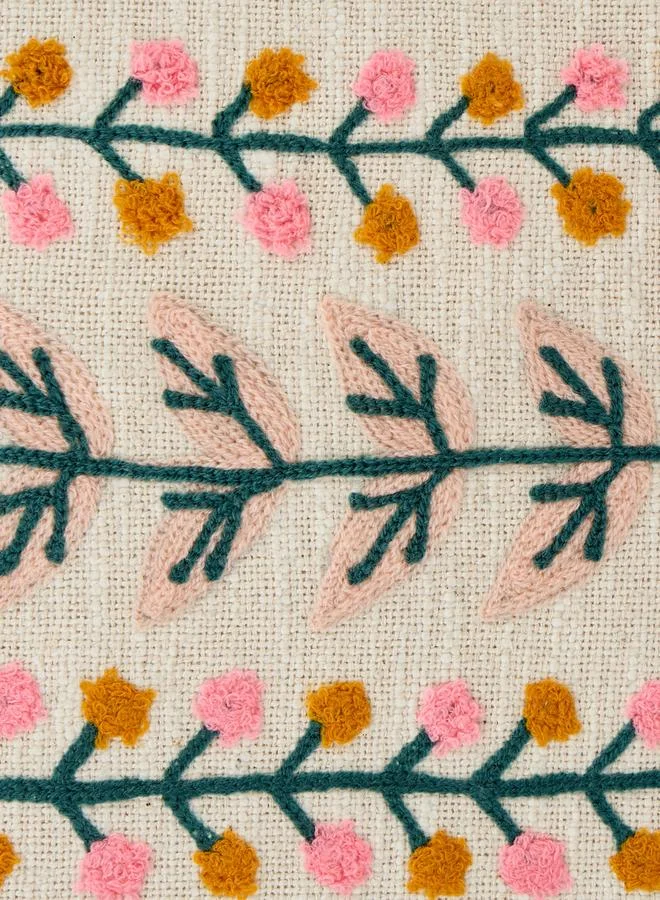 Styli 1-Piece Embroidered Square Cushion Cover 18X18Inches, Cotton