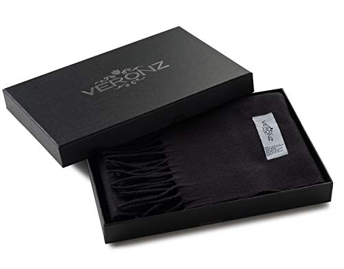 Veronz Super Soft Luxurious Classic Cashmere Feel Winter Scarf (Solid Black) With Gift Box - Image 2