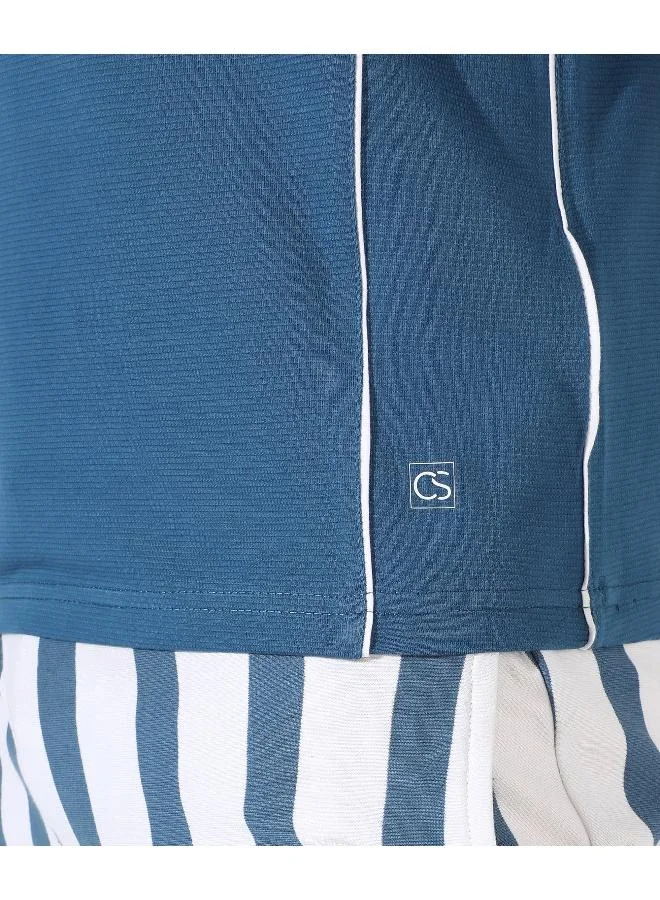 كامبوس سوترا تي شيرت كاجوال للرجال ذو قصة عادية باللون الأزرق السادة