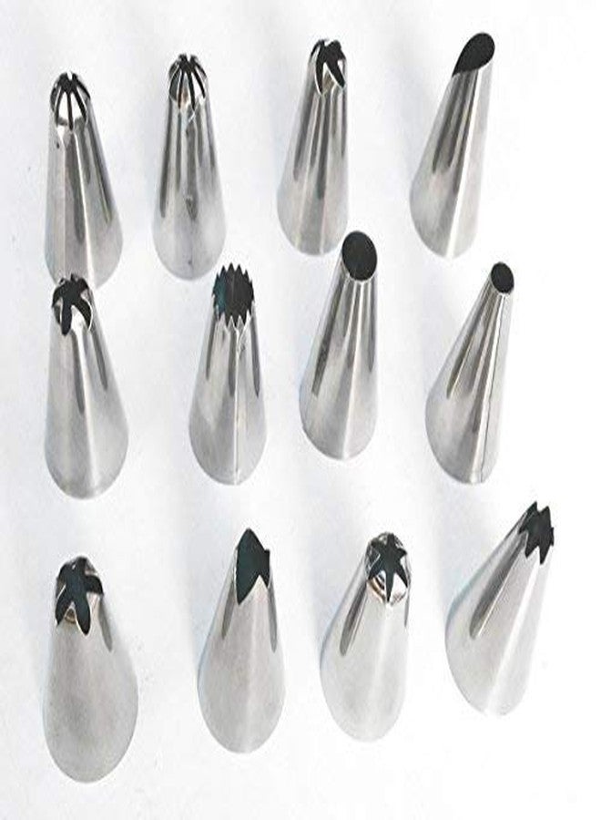 CONNECTWIDE Stainless Steel Cake Decorating Set Frosting Icing Piping Bag Tips with Nozzles, 12-Pieces, Multicolour - Image 3