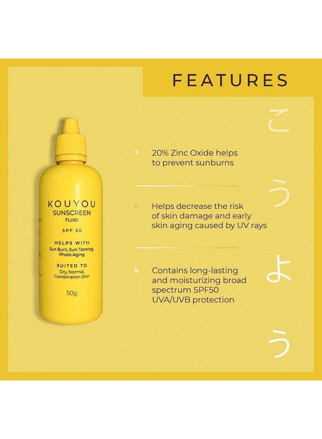 KANPEKI Kouyou Fluid Sunscreen Spf 50 With No White Cast Lightweight & Helps With Uva Uvb Damaged Broad Spectrum Pa ++ For All Skin Type 50 G - Image 3
