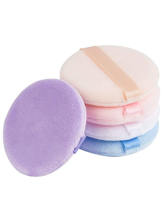 HUXIA BEAUTY Face Makeup Sponge Set Round Face Makeup Sponge and Powder Blending Cotton Sponge with Strap for Foundation Powder Loose Mineral Body Powder, 3 Pieces - Image 2