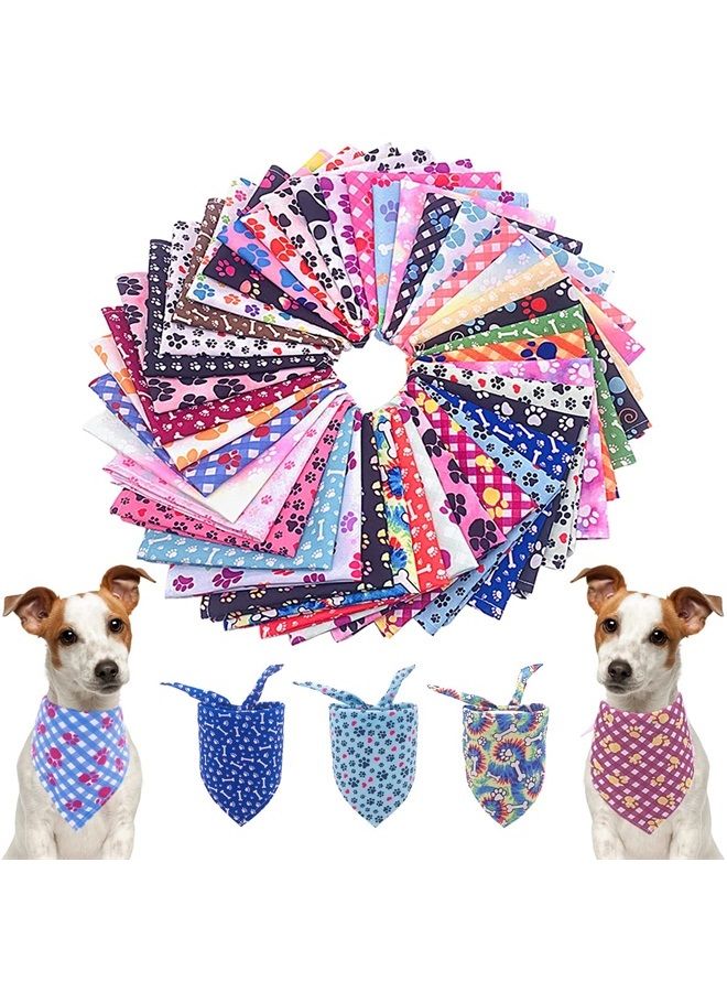 pet show 50Pcs Paw Pattern Dog Bandanas Bulk Washable Puppy Girl Boy Triangle Bibs Accessories for Small Medium Dogs Cats Pets - Image 1