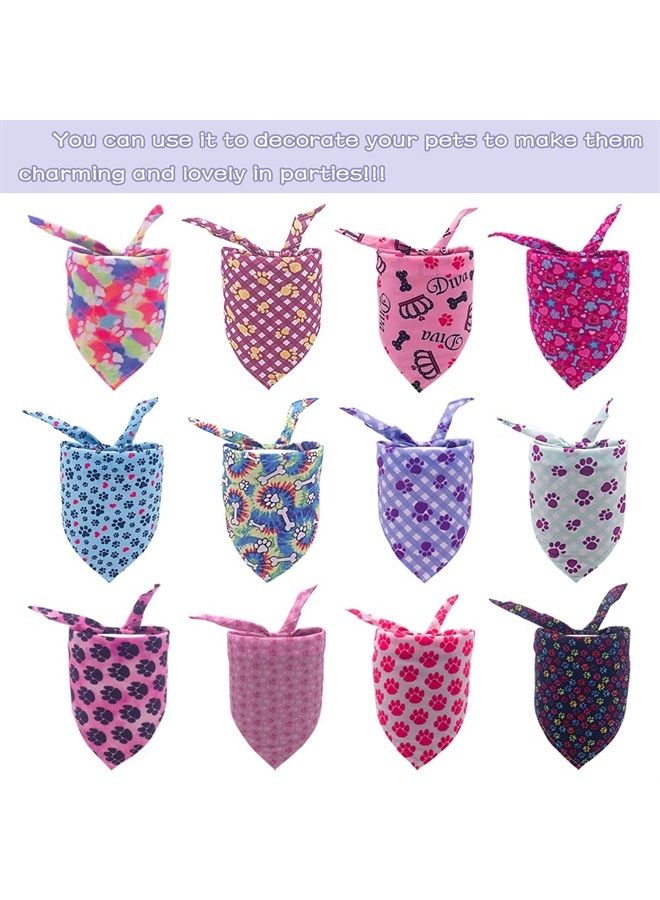 pet show 50Pcs Paw Pattern Dog Bandanas Bulk Washable Puppy Girl Boy Triangle Bibs Accessories for Small Medium Dogs Cats Pets - Image 5