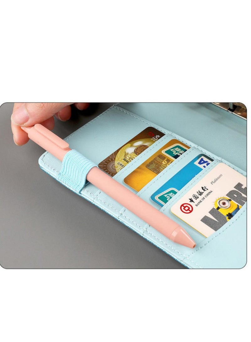 Money envelope, budget papers, and expenses - with cash envelopes for budgeting and saving money - colored sticky notes and a metal pen - cyan - Image 4