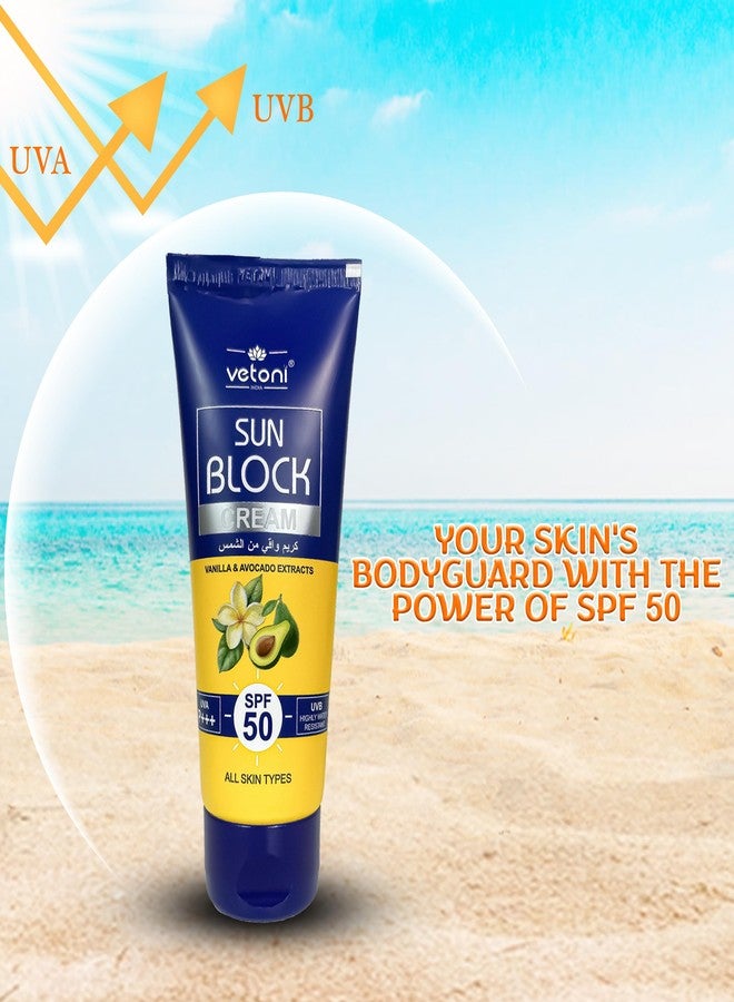 VETONI واقي شمس فيتوني SPF 50 للبشرة الدهنية - تركيبة خفيفة وحريرية مع الأفوكادو والفانيليا - حماية واسعة الطيف لجميع أنواع البشرة (100 مل)، عبوة واحدة - Image 2