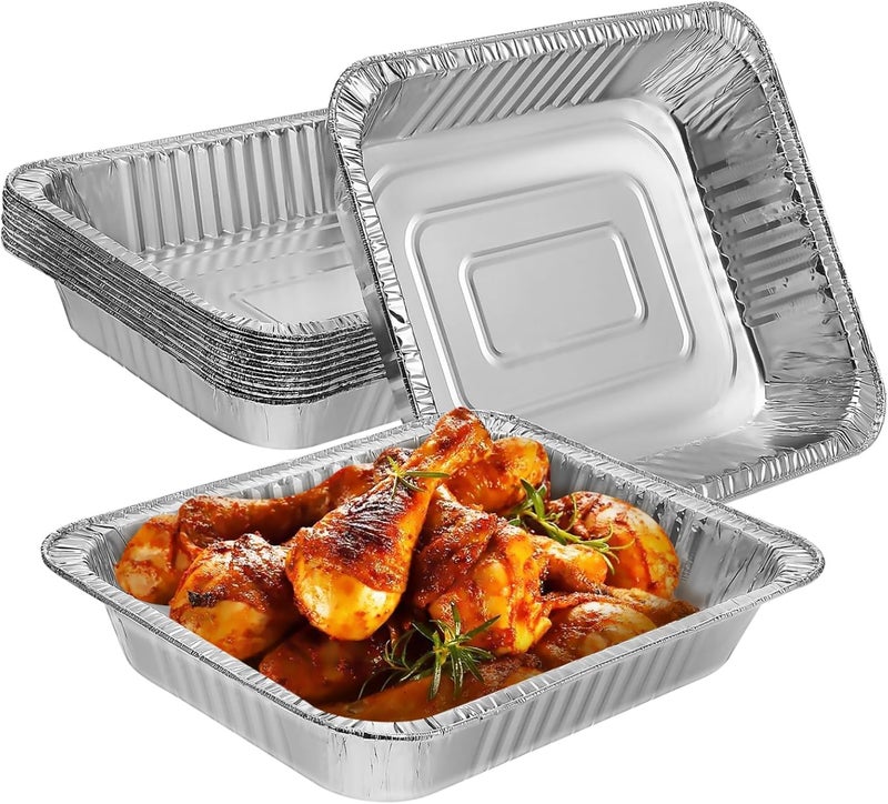 ABOOFAN 10pcs Aluminum Foil Pans Deep Disposable Baking and Roasting Containers for Cooking Food Storage and Catering Events Heavy Duty Design Generous Capacity - Image 1