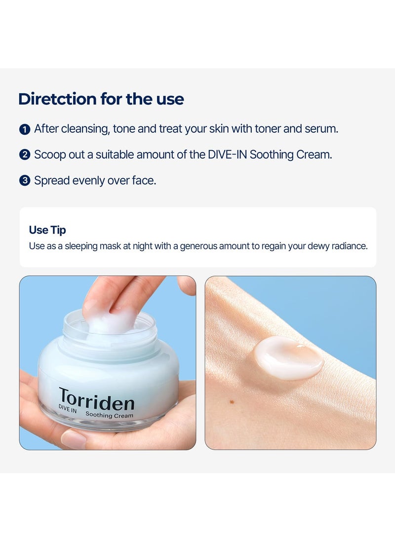 Torriden - DIVE IN Hyaluronic Acid Soothing Cream 100ml (3.38 fl. oz) | Revitalizing Facial Moisturizer for Sensitive and Dry Skin | Hyaluronic Acid, Panthenol, Allantoin - Image 1
