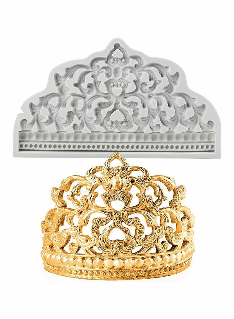 SYOSI Crown Cake Fondant Molds, Sugar Craft Crown Baroque Style Silicone Mold for DIY Baking Cupcake Topper Chocolate Candy Pastry Jewelry Clay Cake Decorating - Image 1