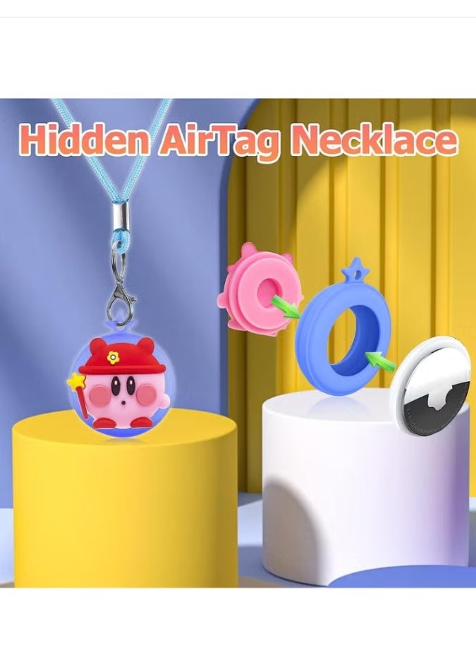 AirTag Necklace Kids, 2 Pack Holder for Apple Air Tag Toddler Silicone Hidden Case Convenient Than Wristband Bracelet Child AirTags Holder for Boys (Green, Blue) - Image 3