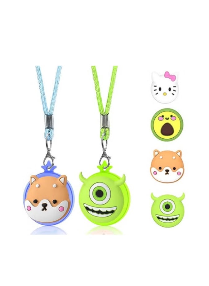 AirTag Necklace Kids, 2 Pack Holder for Apple Air Tag Toddler Silicone Hidden Case Convenient Than Wristband Bracelet Child AirTags Holder for Boys (Green, Blue) - Image 1