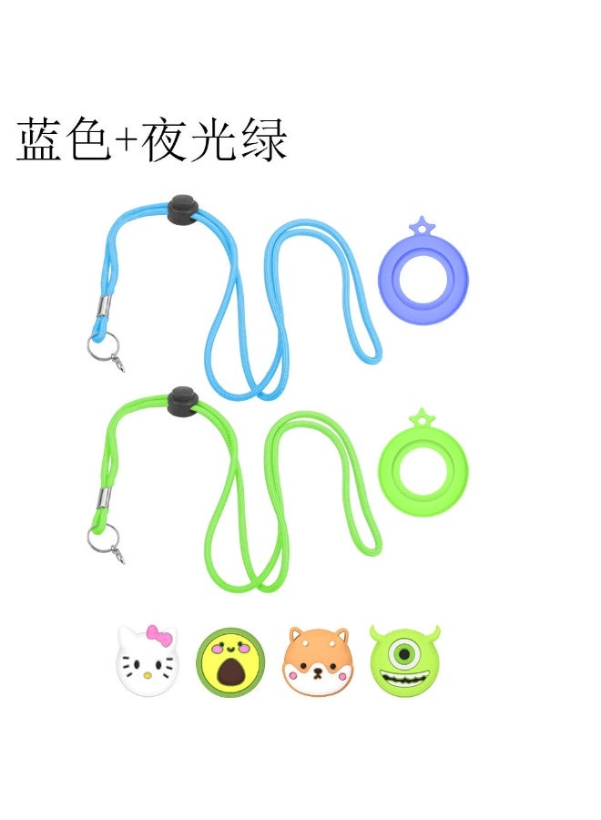 AirTag Necklace Kids, 2 Pack Holder for Apple Air Tag Toddler Silicone Hidden Case Convenient Than Wristband Bracelet Child AirTags Holder for Boys (Green, Blue) - Image 2