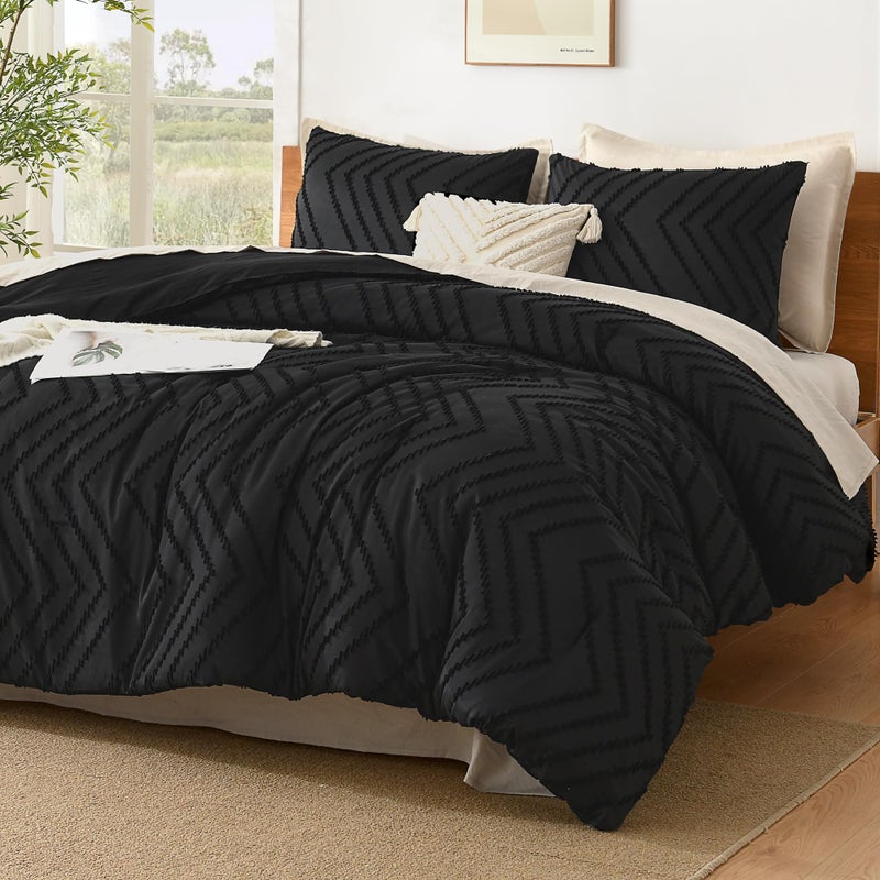 Litanika Litanika Black Full Comforter Sets Lightweight Fluffy Bedding Comforter Sets for Bed 3 Pieces Down Alternative Comforter Bed Set Gift Choice 79x90Inches 1 Comforter and 2 Pillow Shams 
