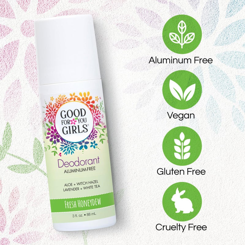 Good for You Girls Aluminum-Free, Natural & Vegan Deodorant for Kids, Preteens, Teens, Safe & Effective Odor Protection, Clear Roll-On, Natural Fragrance | Fresh Honeydew, 3 oz (Pack of 1) - Image 2