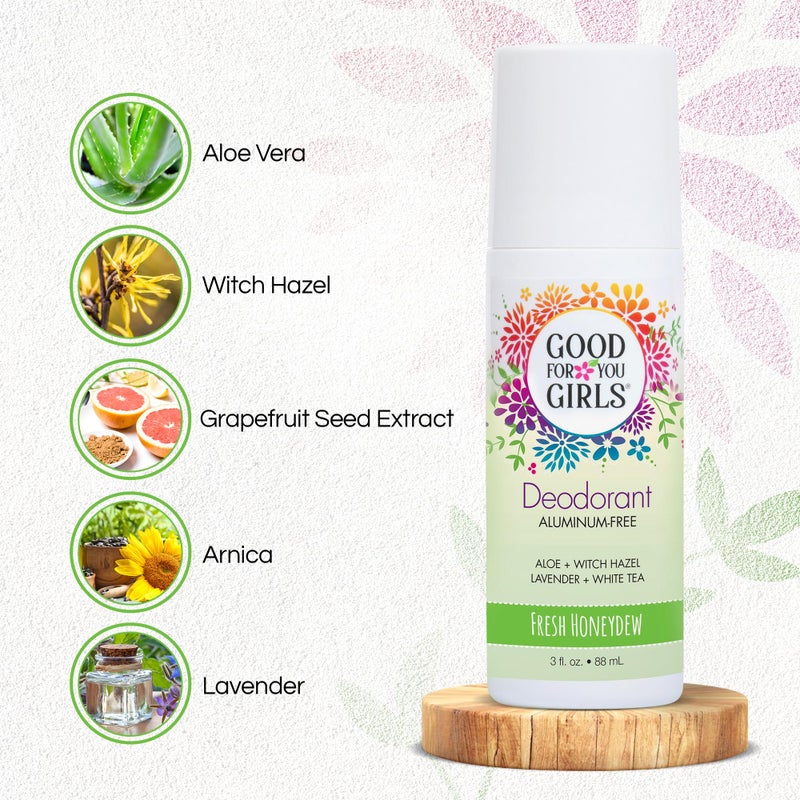 Good for You Girls Aluminum-Free, Natural & Vegan Deodorant for Kids, Preteens, Teens, Safe & Effective Odor Protection, Clear Roll-On, Natural Fragrance | Fresh Honeydew, 3 oz (Pack of 1) - Image 4