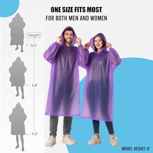HACER EVA Raincoat 110 GSM with Adjustable Hood Full Sleeves Universal Size Long Length Lightweight Water Resistant Outdoor Rainwear for Camping Trekking Hiking Men & Women (Pack of 1, Purple) - Image 2