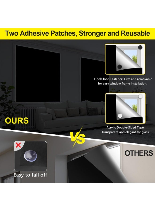 rayze Bedroom blackout curtains, portable 100% blackout window cover film, cut-able blackout and sunshade fabric sheets, drum-free window blinds, travel media dormitory sun heat blackout device(150cmx200cm) - Image 3