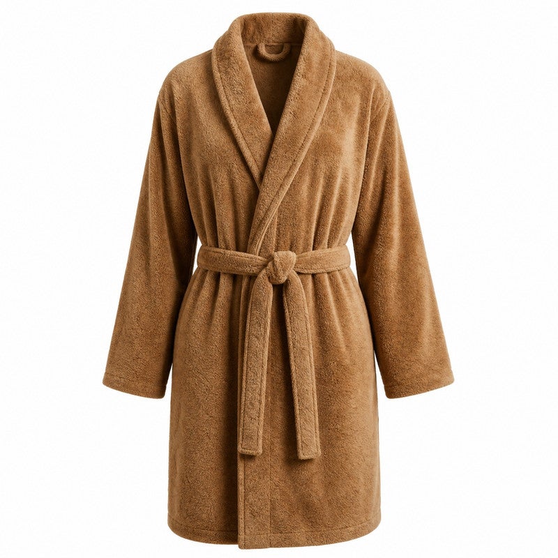 TM HOME Unisex Bathrobe, Cotton, Soft and Highly Absorbent, Premium Hotel Quality, Brown - Image 1