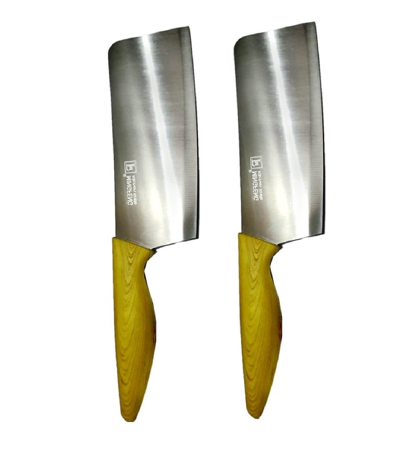 FIRST FRONT Stainless Steel Wooden Handle Meat Chappad and Multicolour Pack of 2 - Image 2