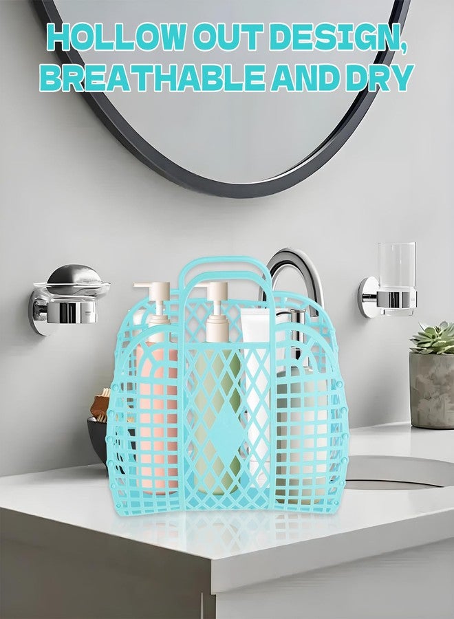 رينماي حقائب شاطئ من رينماي مكونة من 10 قطع، حقائب يد شاطئ قابلة لإعادة الاستخدام، سلة شاطئ بلاستيكية للنساء والفتيات (أزرق) - Image 5