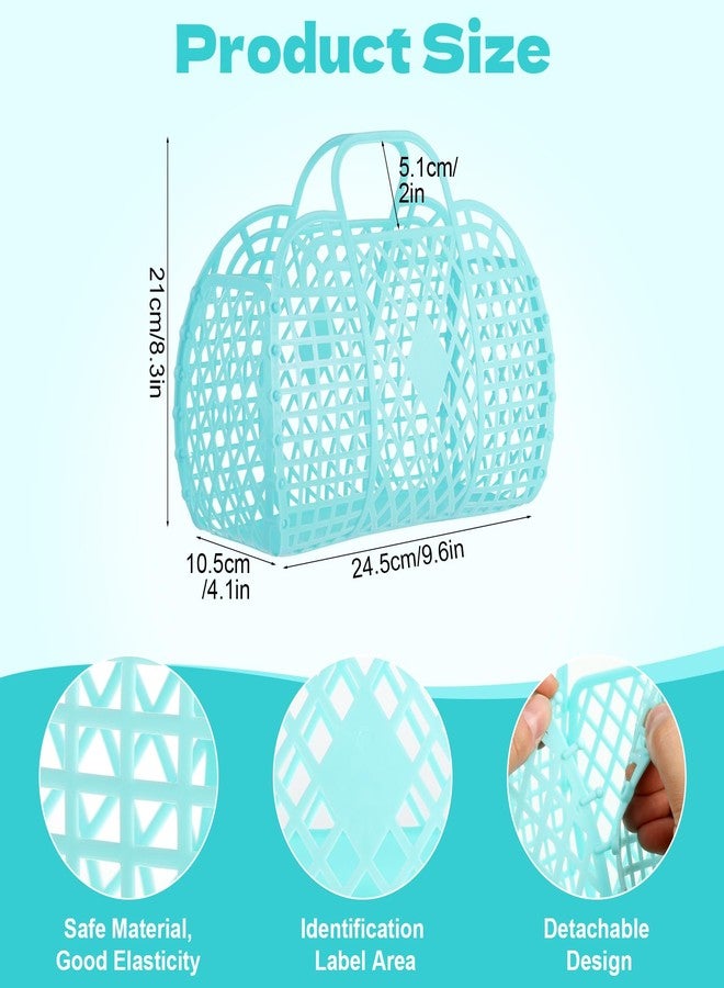 رينماي حقائب شاطئ من رينماي مكونة من 10 قطع، حقائب يد شاطئ قابلة لإعادة الاستخدام، سلة شاطئ بلاستيكية للنساء والفتيات (أزرق) - Image 2