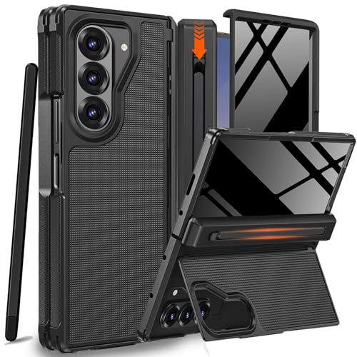 NINKI for Samsung Galaxy Z Fold 7 Case with S Pen Holder Stylus and Invisible KickstandBuilt in Privacy Screen Protector and Hinge Phone Cover for Samsung Z Fold 7 Case with Slim S Pen Slot Black - Image 1