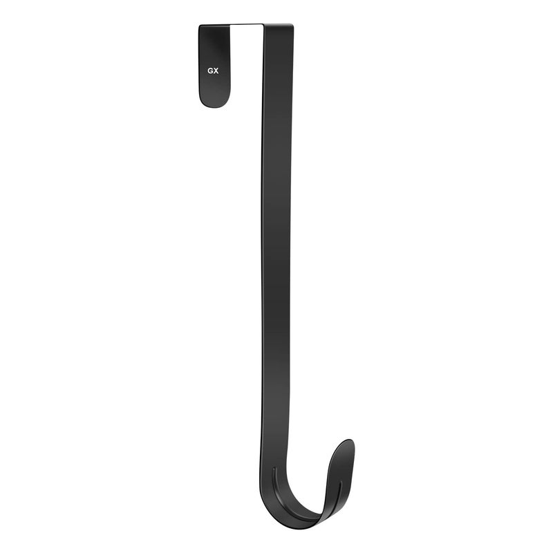 حامل إكليل GameXcel 12 للباب الأمامي - خطاف معدني كبير لإكليل عيد الميلاد فوق الباب - خطاف فردي أسود