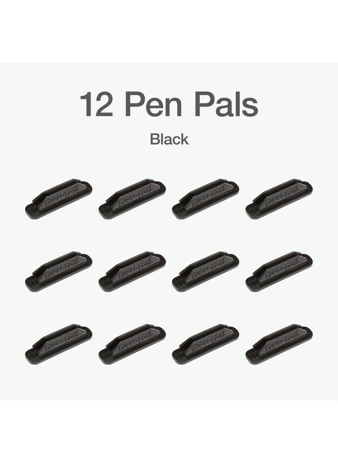 TOPS Pen Pal Pen Holders, Flexible Pen Holder, Writing Tool Organizer, Office and Teacher Supplies, Sticks to Clipboards, Black, 12 Pack (1009286)  - Image 2