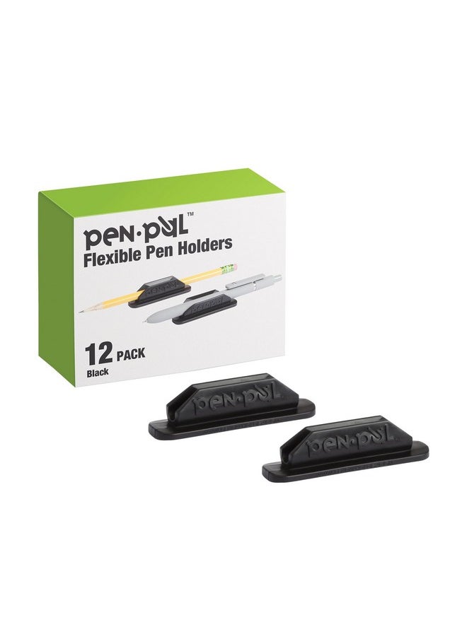 TOPS Pen Pal Pen Holders, Flexible Pen Holder, Writing Tool Organizer, Office and Teacher Supplies, Sticks to Clipboards, Black, 12 Pack (1009286)  - Image 1