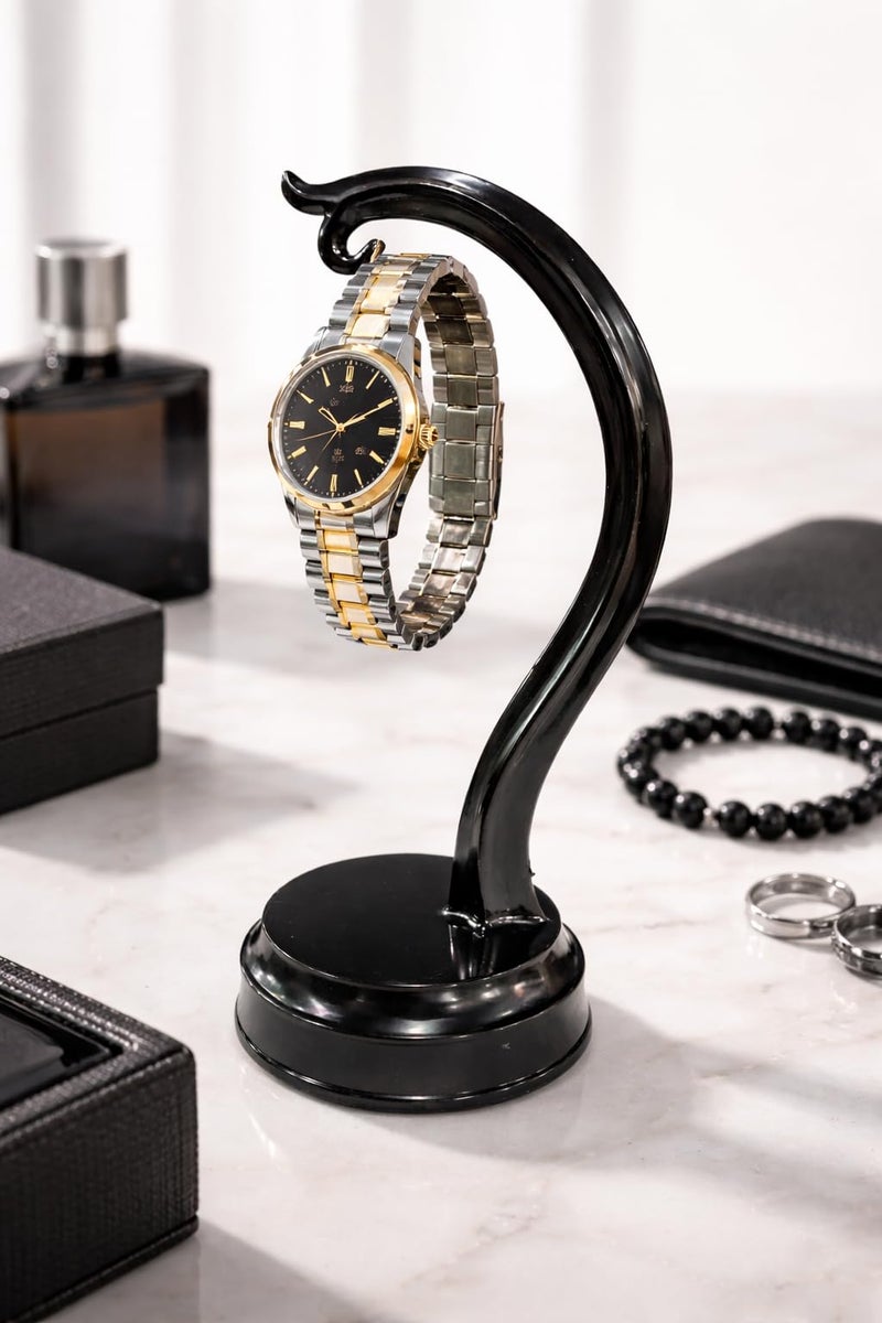 Generic, Black curved design stand with hook, stylish display organizer for watches, jewelry and accessories - Image 2