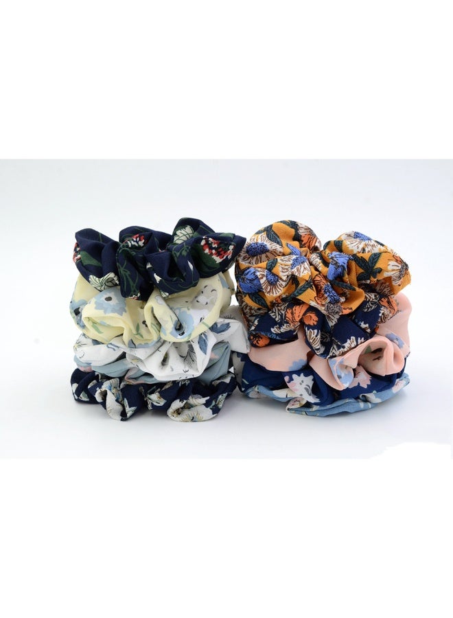 مجموعة من 12 ربطة شعر مطبوعة بالزهور للنساء، ربطات شعر شيفون رائعة للشعر الكثيف، إكسسوارات شعر مرنة كبيرة، ربطات شعر للفتيات - Image 5