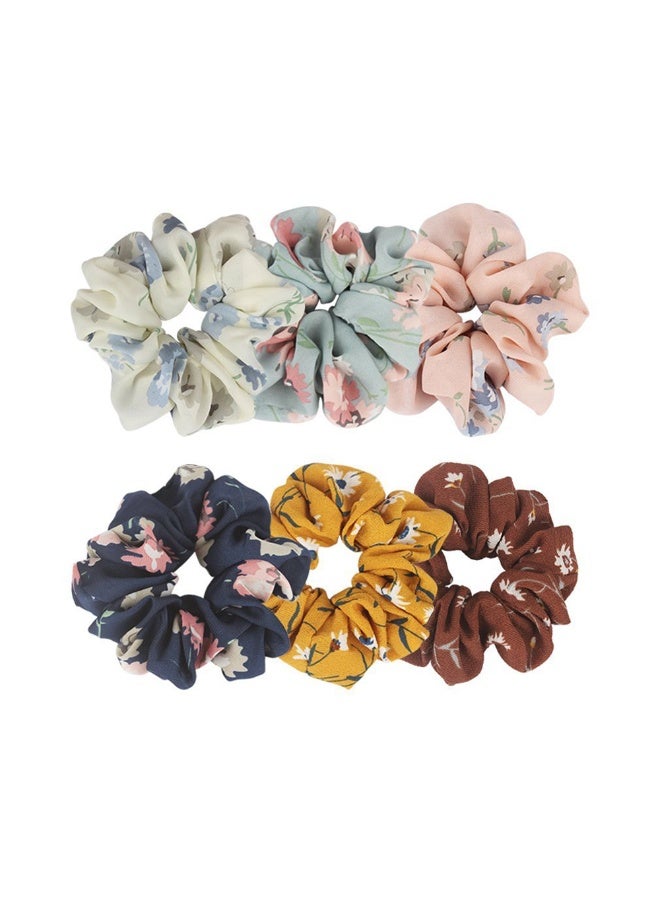 مجموعة من 12 ربطة شعر مطبوعة بالزهور للنساء، ربطات شعر شيفون رائعة للشعر الكثيف، إكسسوارات شعر مرنة كبيرة، ربطات شعر للفتيات - Image 4