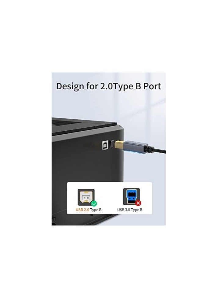 كابل كرييشن كابل طابعة USB C بطول 6.6 قدم، كابل USB C إلى كابل الطابعة USB C إلى B، كابل طابعة كابل الماسح الضوئي إلى كابل USB C MIDI لوحدة تحكم Yamaha Casio Digital Piano MIDI، وحدة تحكم DJ، 2M أسود - Image 5