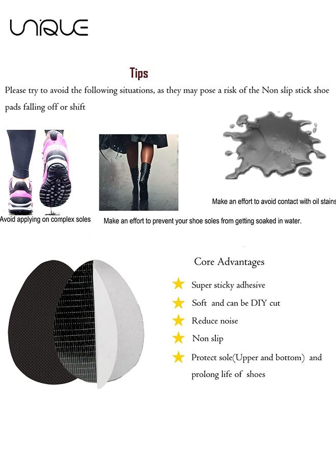 Unique 4Pairs Non-Slip Shoes Pads Self-Adhesive Shoe Grips Rubber Anti-Slip Shoe Grips Sole Stick Protector for Shoes Bottom Premium Rubber Non-Skid Sole Protector - Black - Image 4