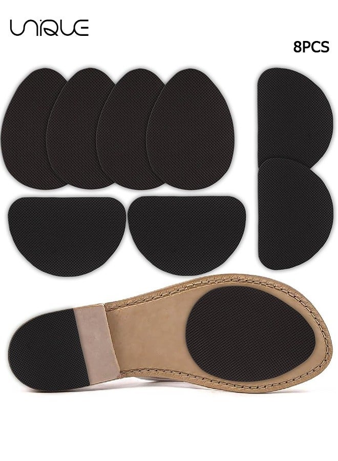 Unique 4Pairs Non-Slip Shoes Pads Self-Adhesive Shoe Grips Rubber Anti-Slip Shoe Grips Sole Stick Protector for Shoes Bottom Premium Rubber Non-Skid Sole Protector - Black - Image 1