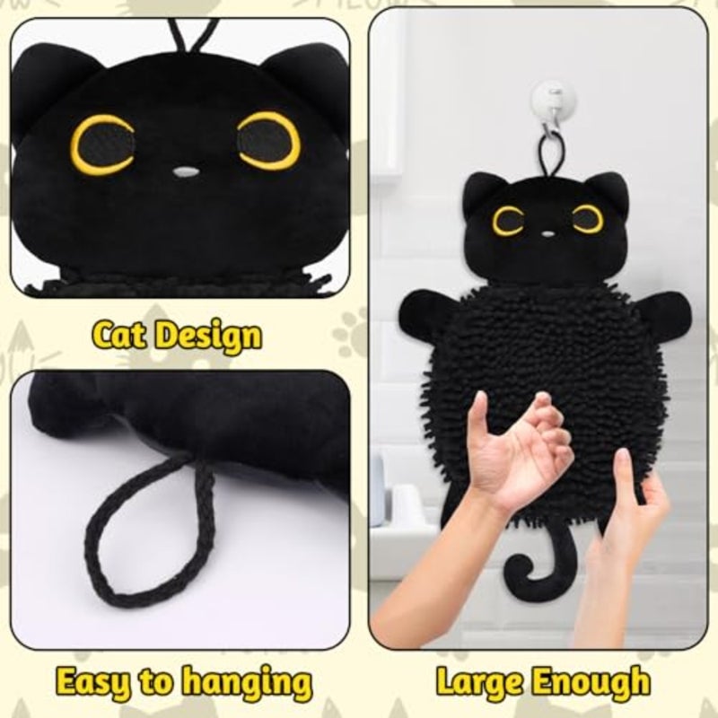 Cat Hand Towel - Kitchen Towels with Hanging Loops Super Absorbent Chenille Hand Face Bath Towel, Cat Gifts for Women, Funny Towel Kitchen and Bathroom Decor 8x18 Inch - Image 5