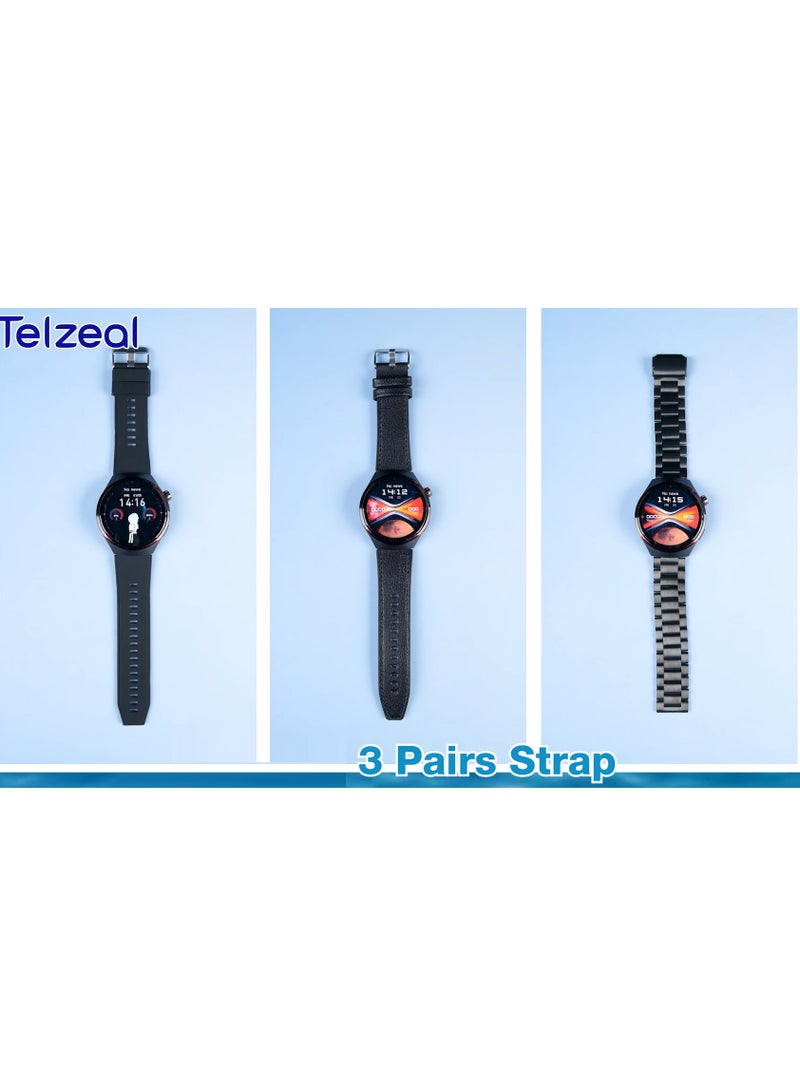 تلزيل ساعة Telzeal WH 04 Pro Max الذكية المقاومة للماء مع شاشة منحنية و3 أزواج من الأشرطة وكابل شحن مصممة للرجال والأولاد باللون الأسود - Image 3