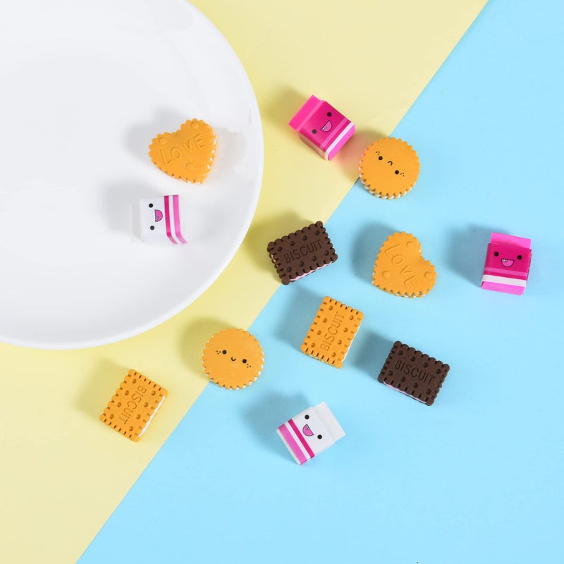 DOMG Cookie Erasers for Kids, 12 Pieces 3D Cute Food Puzzle Mini Biscuit Eraser, Cool Fun Take Apart Desk Pet Erasers for Girls - Image 4