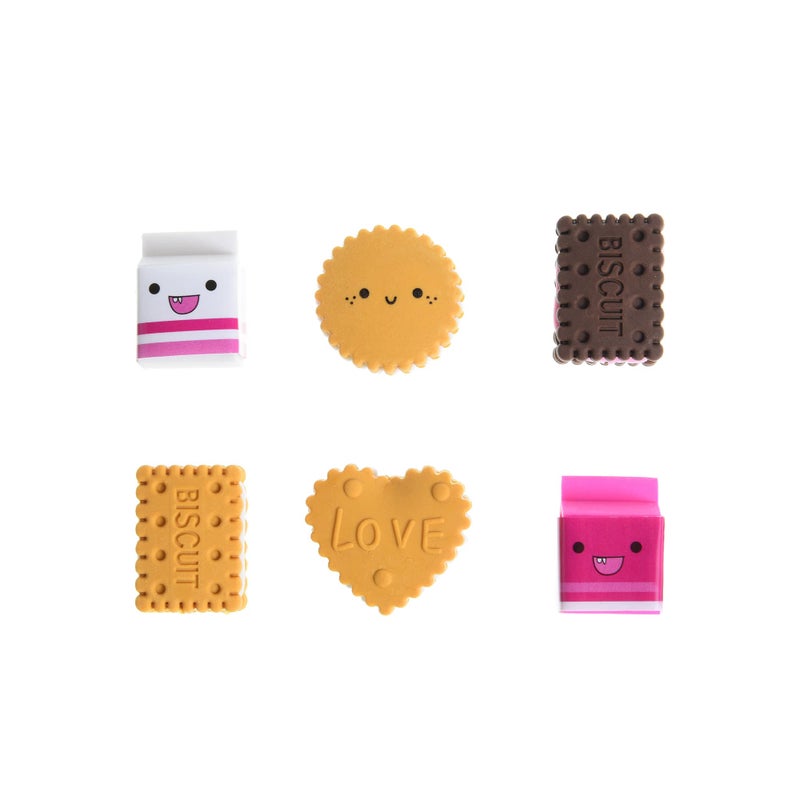 DOMG Cookie Erasers for Kids, 12 Pieces 3D Cute Food Puzzle Mini Biscuit Eraser, Cool Fun Take Apart Desk Pet Erasers for Girls - Image 2