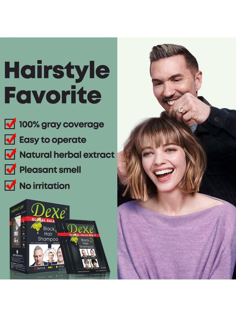 Dexe Black Hair Shampoo Temporary Instant Hair Dye Maintain for Men and Women Grey Hair Color Shampoo Black Wash Hair Cream Black Hair Shampoo for Natural Hair Long Lasting Hair Color Shampoo  - Image 2
