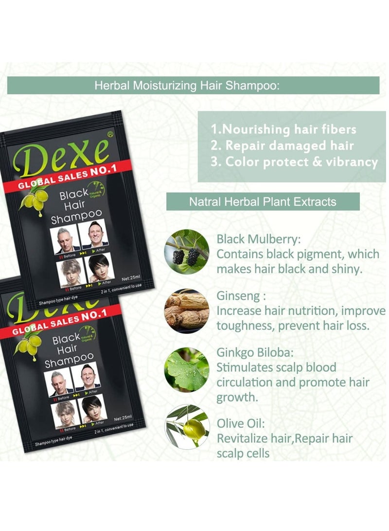 Dexe Black Hair Shampoo Temporary Instant Hair Dye Maintain for Men and Women Grey Hair Color Shampoo Black Wash Hair Cream Black Hair Shampoo for Natural Hair Long Lasting Hair Color Shampoo  - Image 3