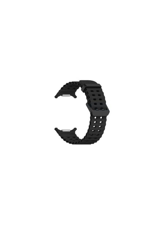 CATANES (for Samsung Galaxy Watch 7 Ultra 47mm) Silicone Band Soft Ocean Silicone Sport Strap Replacement Accessory Black - Image 2