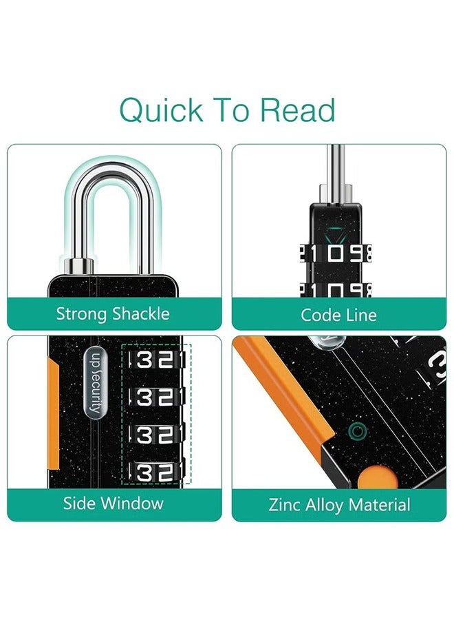 2 Pack Combination Lock, 4-Digit Padlock Keyless, Resettable Luggage Locks for Backpack, Gym  School  Employee Locker, Weatherproof Travel Lock for Fence, Backyard Gate, Hasp, Black Grey - Image 3